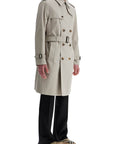 Burberry light beige polyester and cotton trench coat with adjustable belt