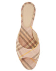 Burberry beige check linen mule sandals with 6.5 cm heel lf mews 65 chk 162393