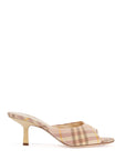 Burberry beige check linen mule sandals with 6.5 cm heel lf mews 65 chk 162393