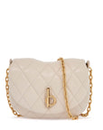 Burberry small beige quilted lambskin bag with golden chain