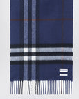 Burberry Blue cashmere scarf with Check pattern