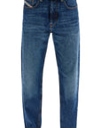 Diesel blue denim straight leg cotton jeans with contrast stitching