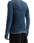 Diesel blue peacoat vertical ribbed cotton sweater