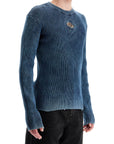 Diesel blue peacoat vertical ribbed cotton sweater