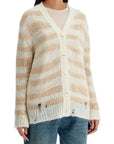 Acne Studios striped distressed cardigan with