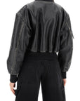 Acne Studios aged leather bomber jacket with distressed treatment