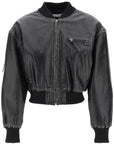 Acne Studios aged leather bomber jacket with distressed treatment