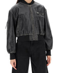 Acne Studios aged leather bomber jacket with distressed treatment