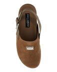 Dolce & Gabbana suede leather clogs with logo plate