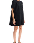 Marni loose dress with wide neckline black cotton short sleeve