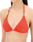 Max Mara Beachwear triangle bikini top in jersey and lurex fabric