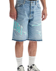 Amiri denim logo varsity bermuda shorts