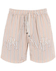 Amiri stripe technical poplin bermuda shorts with logo  "striped