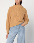 ISABEL MARANT Caramel-coloured Romane sweater with cable knit