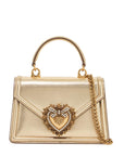 Dolce & Gabbana gold nappa shoulder bag with crystal heart and chain strap