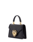 Dolce & Gabbana black calfskin shoulder bag with rhinestone details and gold chain