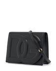 Dolce & Gabbana black calfskin shoulder bag with embossed logo and adjustable strap