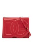 Dolce & Gabbana red calfskin shoulder bag with 3d logo