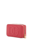 Dolce & Gabbana red calfskin shoulder bag with embossed logo