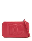 Dolce & Gabbana red calfskin shoulder bag with embossed logo