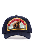 Dsquared2 navy blue cotton adjustable baseball cap with embroidered patch