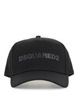 Dsquared2 cappello da baseball nero con logo grigio e visiera curvata