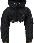 JEAN PAUL GAULTIER cropped black nylon padded bomber jacket with hood