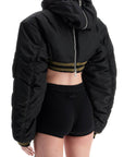 JEAN PAUL GAULTIER cropped black nylon padded bomber jacket with hood