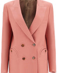 Blaze Milano coral linen single-breasted blazer with turtle style buttons