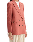 Blaze Milano coral linen single-breasted blazer with turtle style buttons