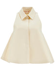 Marni ivory cotton women's shirt with embroidered logo