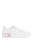 Dolce & Gabbana white and pink low-top sneakers for women in calfskin