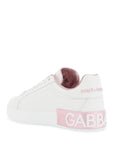 Dolce & Gabbana white and pink low-top sneakers for women in calfskin