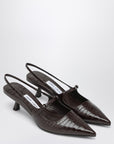 Jimmy Choo Didi 45 brown crocodile effect neckline