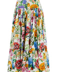 Dolce & Gabbana maxi skirt with high waist in white cotton floral for spring summer