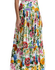 Dolce & Gabbana maxi skirt with high waist in white cotton floral for spring summer