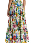 Dolce & Gabbana maxi skirt with high waist in white cotton floral for spring summer