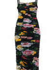 Dolce & Gabbana black floral midi synthetic dress