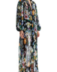 Dolce & Gabbana long black silk dress with floral pattern