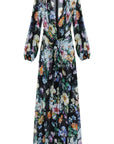 Dolce & Gabbana long black silk dress with floral pattern