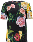 Dolce & Gabbana black silk t-shirt with floral print