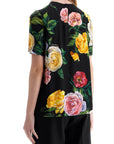 Dolce & Gabbana black silk t-shirt with floral print