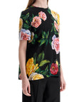 Dolce & Gabbana black silk t-shirt with floral print