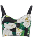 Dolce & Gabbana black polyamide bra with floral pattern and deep neckline