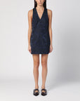GANNI Navy blue mini dress with knot detail