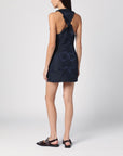 GANNI Navy blue mini dress with knot detail