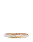 Alessandra Rich slim white leather belt with logo charm 1.5cm