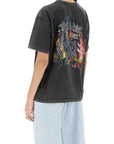 Alessandra Rich oversized t-shirt with print and rhinestones