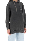 Alessandra Rich oversized hoodie with print and rhinestones