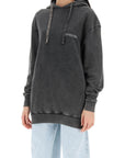 Alessandra Rich oversized hoodie with print and rhinestones